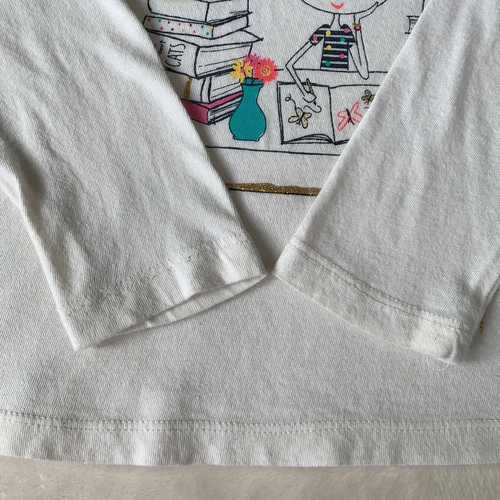 Gap Girl 4 Long Sleeve Off White Top School Books GUC